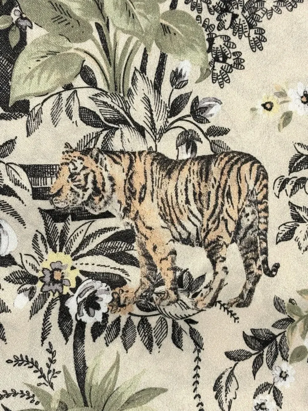 Anatara Tiger Jungle Birds Window Curtains Panels Drapes 84” Slight Satin Finish
